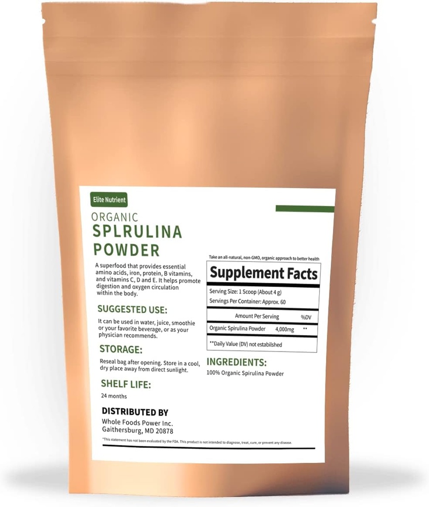 Bio Spirulina Pulver, Non-GMO, USDA Zertifiziert, A Superfood mit hohem Protein, Boost Energy, Enhance Immunität, individuelles Paket