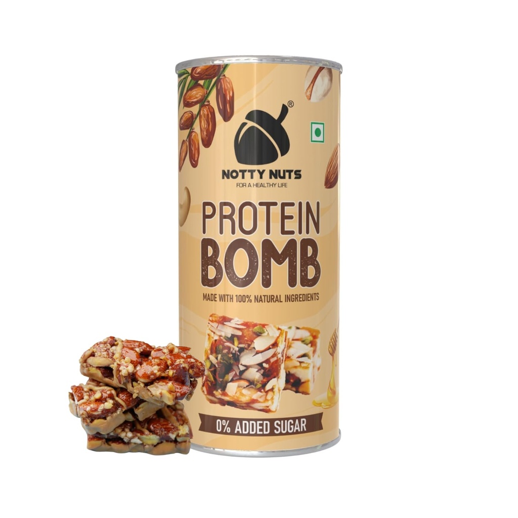 NOTTY NUTS Crunchy Date Bites 200g I Sugar Free Dates Barfi Made with Dates, Pista, Cashews, Almonds, and Pure Ghee I Dry Fruits Nuts | Energy Booster | Fresh And Tasty Healthy Snacks