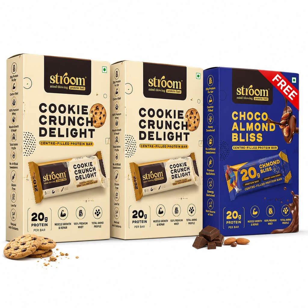 STROOM Centre Filled Protein Bar Cookie Crunch & Choco Almond Combo