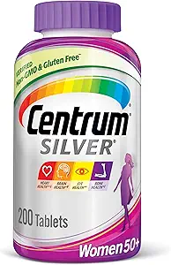 Centrum Silver Women's Multivitamin for Women 50 Plus, Multivitamin/Multimineral Supplement mit Vitamin D3, B Vitamine, Calcium und Antioxidantien, Glutenfrei, Non-GMO Zutaten - 200 Count