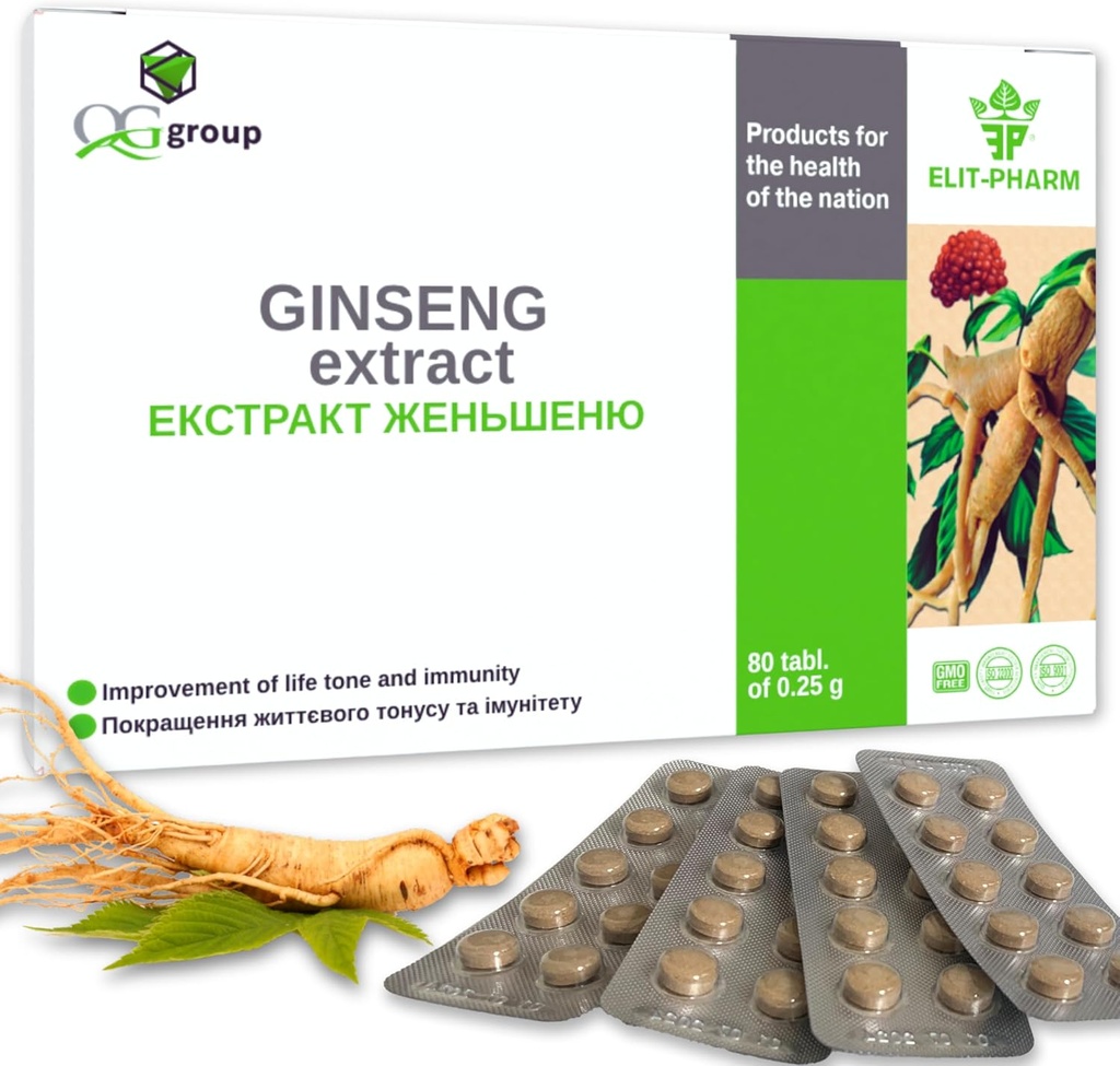 QG Gruppe Ginseng Extrakt & Licorice Wurzelextrakt mit Vitamin C (80 Tabletten - 210mg Jede) Nahrungsergänzung für Männer & Frauen
