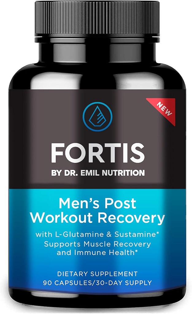 DR. EMIL NUTRITION Fortis Post-Workout Recovery Capsule für Männer mit L-Glutamin und Sustamin zur Unterstützung von Muskel-Recovery & Immune Health, 30 Portionen