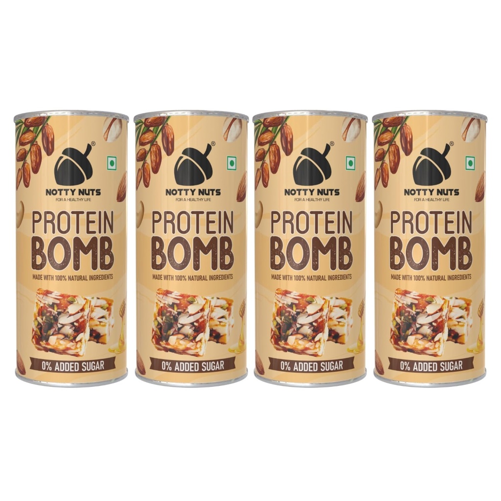 NOTTY NUTS Crunchy Date Bites 800g I Sugar Free Dates Barfi Made with Dates, Pista, Cashews, Almonds, and Pure Ghee I Dry Fruits Nuts | Energy Booster | Fresh And Tasty Healthy Snacks|Pack Of 4 (200 gm each)