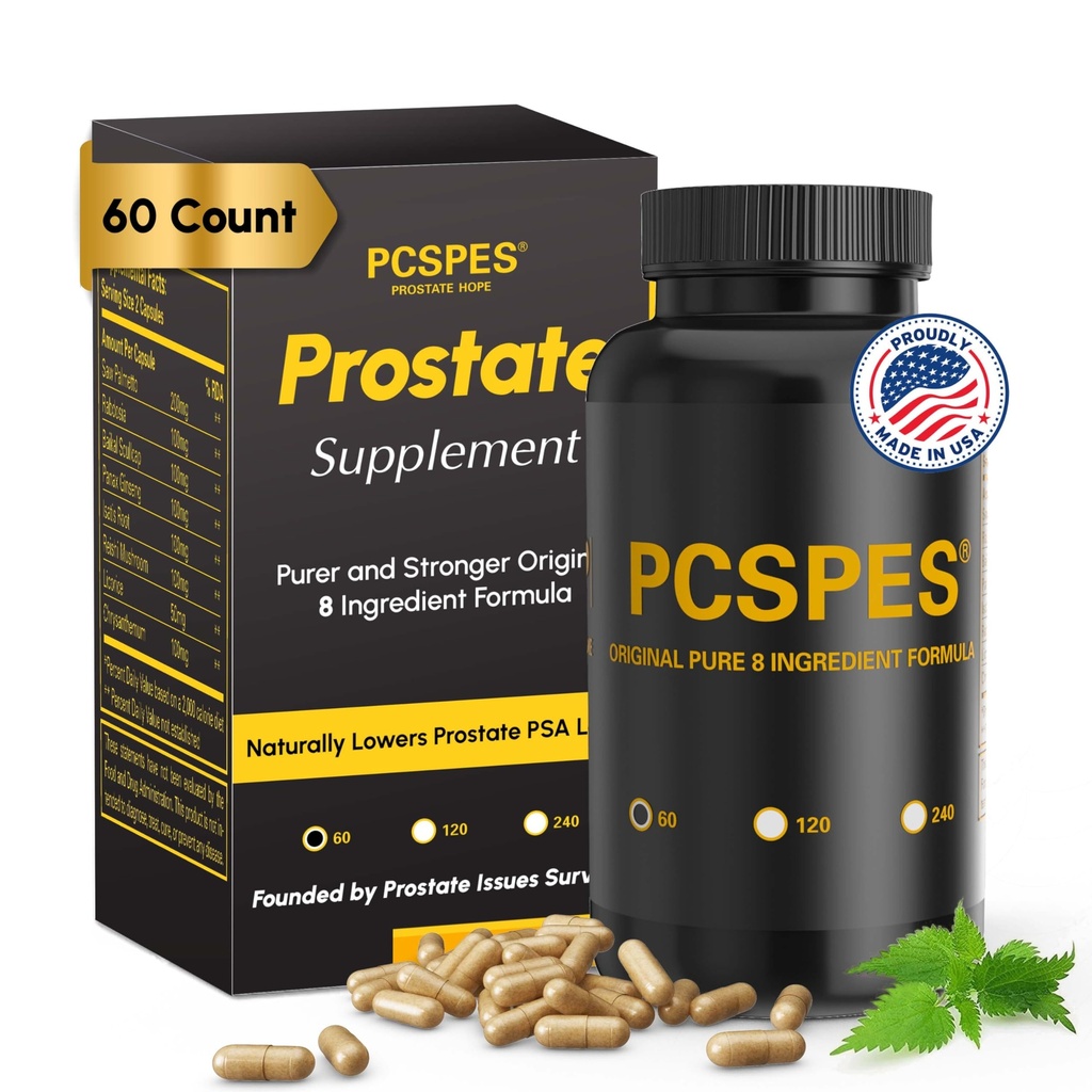 Prostate Supplements for Men - Lower PSA Levels Naturally with Saw Palmetto & 7 Pure Herbs - Bladder Control Supplements & Reduce Nighttime Urination 60 Count