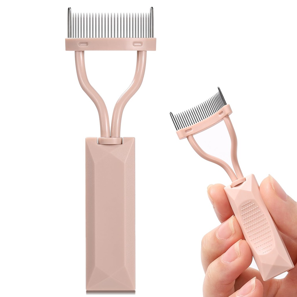 Wimpernkompensator, Arc Designed Lash Definer Comb Makeup Mascara Comb Applicator mit Cover, Augenkosmetische Brush Tool (Naked Pink)