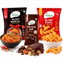 ACME Poshan Snack Variety Pack, Dark Chocolate & Dry Fruits Protein Bar, Nutri+ Noodles Korean Chilli, Nutri+ Puffs Tomato Twist, High Protein, No Palm Oil, No MSG Healthy Snacks Combo, Pack of 3