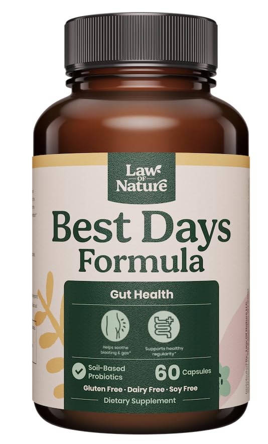Best Days Formel | Fortgeschrittene 5-in-1 Gut-Unterstützung für Bloating, Gas & Irregularity | Soil-Based Probiotics + Prebiotics, L-Glutamin, Aloe Vera & Mehr | 60 Kapseln
