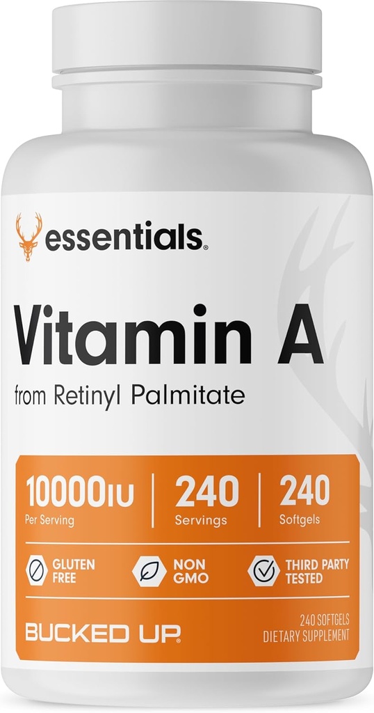 Vitamin A 10000IU pro Servierung, Essentials (240 Servierungen, 240 Softgels)