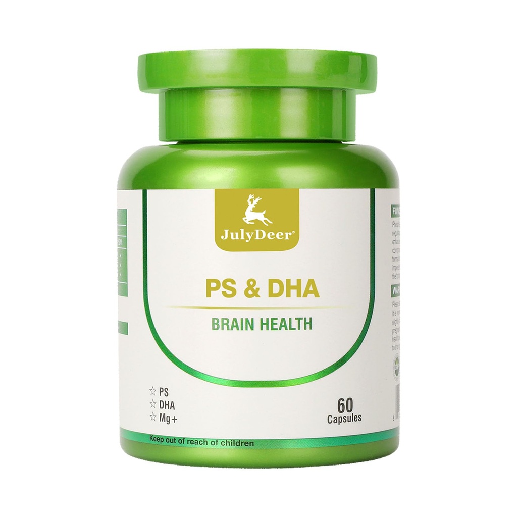 Magnesium L-threonat -100mg, DHA-100mg, Phosphatidylserin-40mg, Magnesium Complex Ergänzungen für die ältere Kinder Gehirn Gesundheit und kognitive Unterstützung verbessern Gehirn - 60 Kapseln