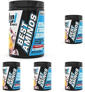 BPI Sports Best Aminos - BCAA Powder Post Workout & Glutamine Recovery Drink mit verzweigten Kette Aminosäuren für Hydration & Recovery, für Männer & Frauen - Fruit Punch - 25 Portionen (Pack von 5)