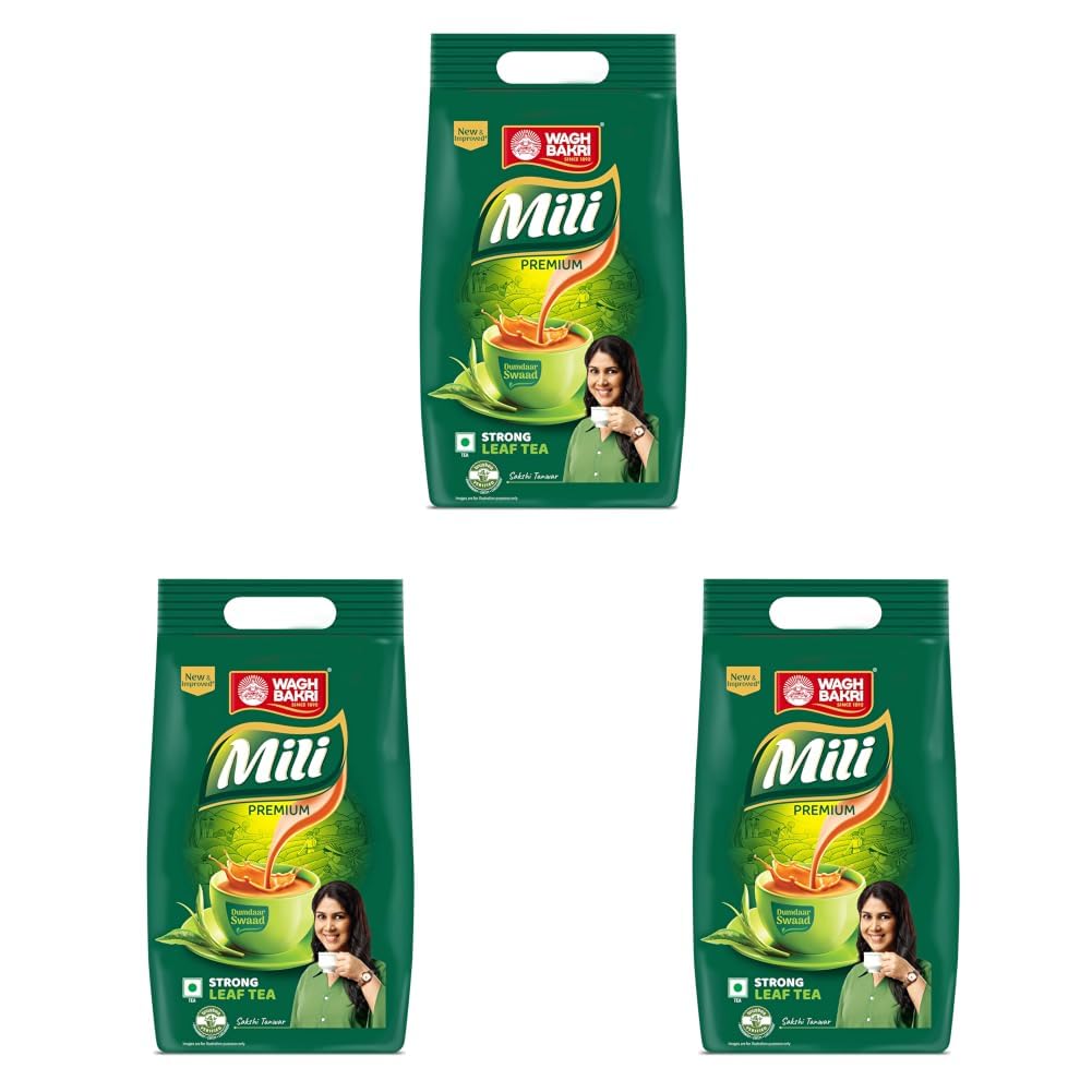 Wagh Bakri Mili Leaf Tea, 1Kg, Green Tea (Pack of 3)