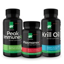Daiwa Peak Immune 4 - Natürliche Immunsystem Booster + Plasmanex 1 – Blutzirkulationsergänzung + Krill Öl – Omega 3 Krill Öl Kapseln