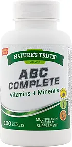 Nature's Truth ABC Complete Vitamins + Minerals Multivitamin Mineral Supplement - 100 Coated Caplets, Packung von 2