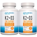 2 in 1 Hohe Potenz Formel 90mcg Vitamin K2 (MK7) und 5000 IU Vitamin D3 Ergänzung für Knochen und Herz Gesundheit | Non-GMO Formel Vitamin D3 & K2 Komplex, Insgesamt 240 Kapseln I 8 Monat Versorgung