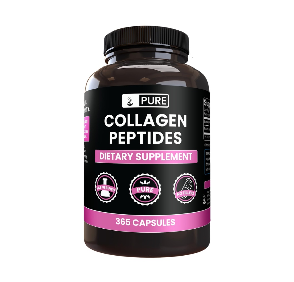 PURE ORIGINAL INGREDIENTS Collagen Peptide (365 Kapseln) Kein Magnesium oder Reisfüller, Immer rein, Lab Verifiziert