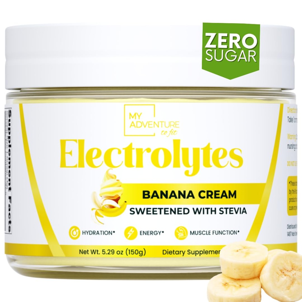 Zero Sugar - Banana Cream Elektrolyte Pulver - Refreshing Hydration - Koffeinfreie Energie mit allen natürlichen Inhaltsstoffen - Vegan, Keto & Paleo - Sugar Free Electrolytes Powder Drink Mix - 37 Portionen