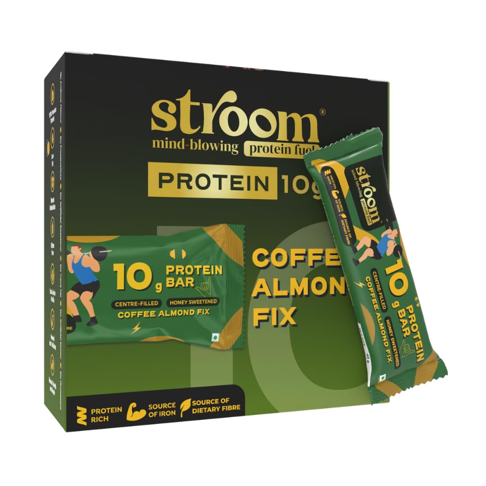 STROOM Protein Bar Pack | Coffee Almond Fix | 10g Protein Bar | 6 Bars