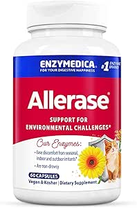 Enzymedica, Allerase, Non-Drowsy Enzyme Ergänzung zu helfen, Saisonal Mucus Buildup, 60 Count