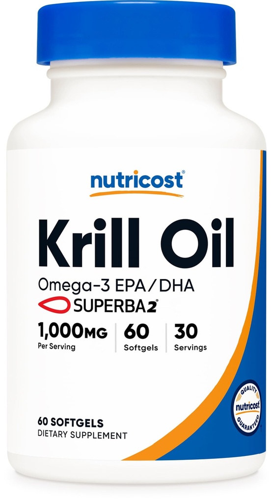 Nutricost Krill Öl 1000mg, 60 Softgels - Omega-3 EPA-DHA Krill Ölergänzung, mit Superbakrill