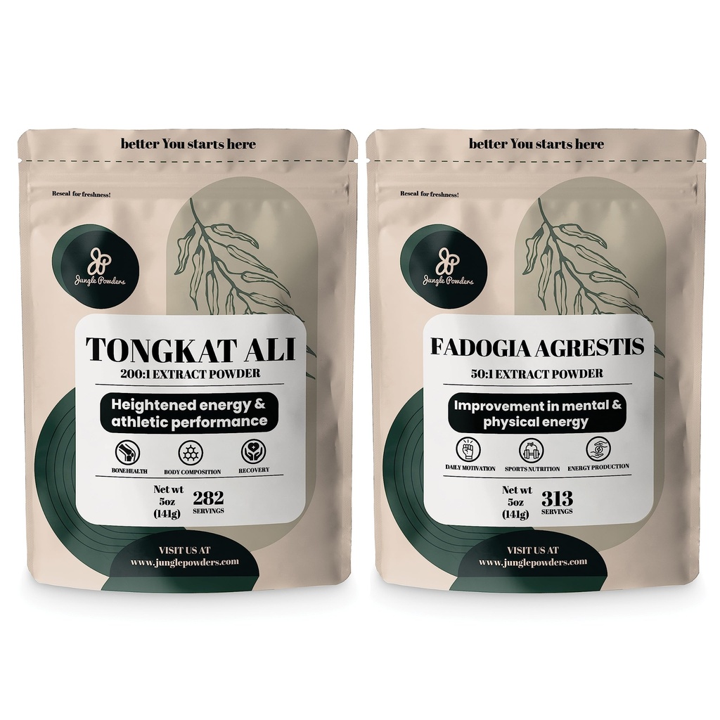 Dschungelpulver Tongkat Ali Pulver für Männer 200:1 Extrakt, Fadogia Agrestis Extrakt Pulver für Männer 50:1 Konzentration 5oz Supplement