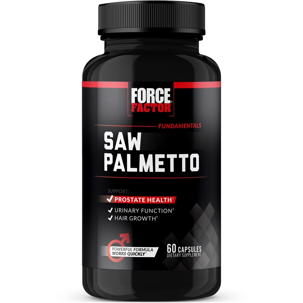 Force Factor Saw Palmetto für Männer, Prostata-Ergänzung für Männer zu unterstützen Urinary Funktion, Prostata Relief & Haarwachstum, mit BioPerine für Superior Absorption, 60 Kapseln
