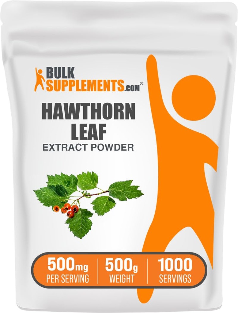 BulkSupplements.com Hawthorn Blatt Extrakt Pulver - Hawthorn Blatt Supplement - Kräuterergänzung, Vegan & Glutenfrei, 500mg pro Servierung, 500g (1.1 lbs) (Pack von 1)
