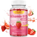 Vitamin B12 Gummie für Frauen & Männer, 5000mcg Methyl B12 Gummie mit Vitamin B6, D3, Eisen, Folat für Erwachsene, unterstützt Energie & Stoffwechsel Boost, Mood, Immun & Nervous System, Sugar Free Strawberry