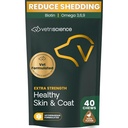 VetriScience Extra Strength Healthy Skin & Coat Chews, Omega Plus Ergänzung für Hunde, mit Balanced Omega 3, 6, 9, Fischöl und Biotin, Hautgesundheit, Mantelwachstum und Glanz, Ente, 40 Count