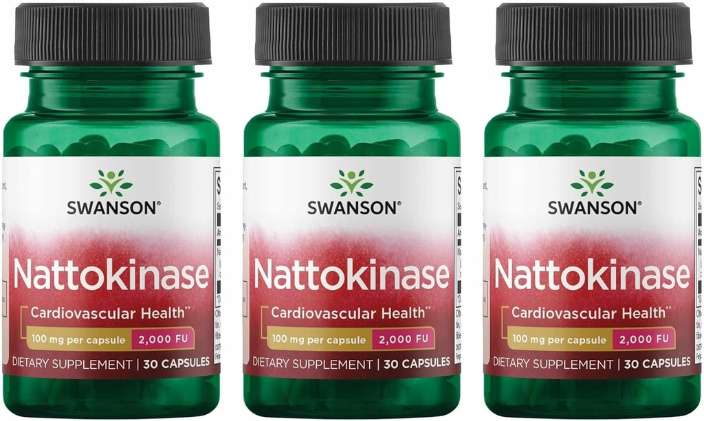 Swanson Nattokinase 2000 Fibrinolytic Units 100 Milligramms 30 Kapseln Enzym (3 Pack)