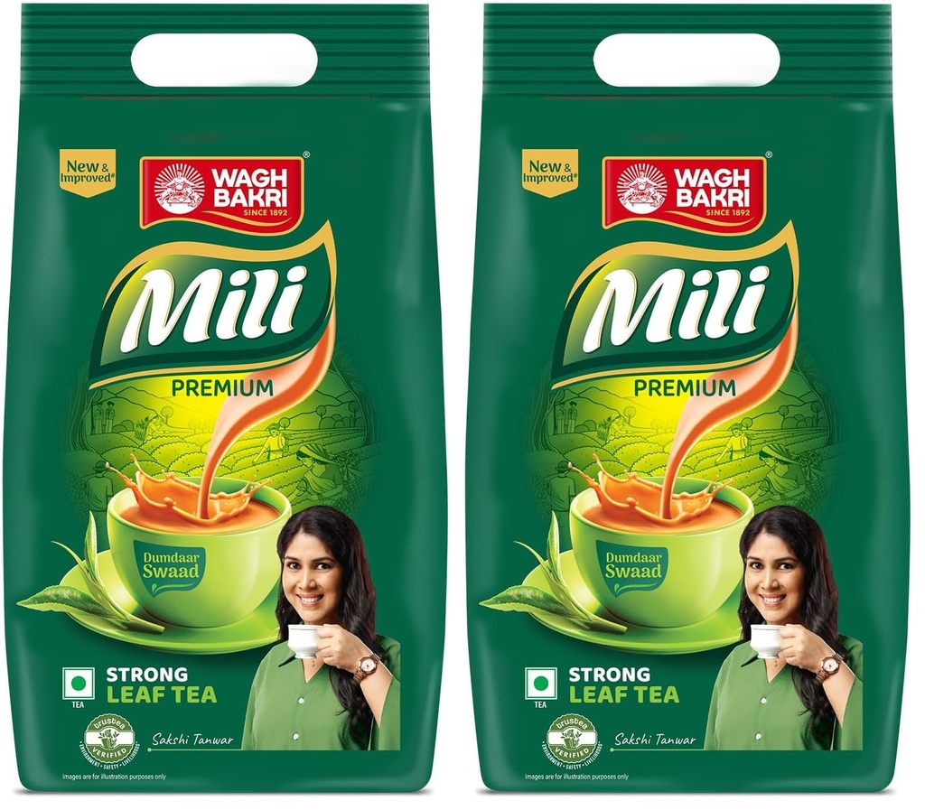 Wagh Bakri Mili Leaf Tea, 1Kg, Green Tea (Pack of 2)