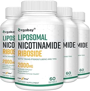 Orgabay Liposomal Nicotinamid Riboside 2000 MG mit TMG und Pterostilbene, Boosting NAD+, Support Healthy Aging, 240 Count