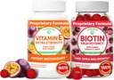 Lunakai Vitamin E und Biotin Gummie Bundle - 3000 mcg Gummi für Erwachsene Energieunterstützung und Knochengesundheit - Vitamine für Haar, Haut und jugendliche Erscheinung