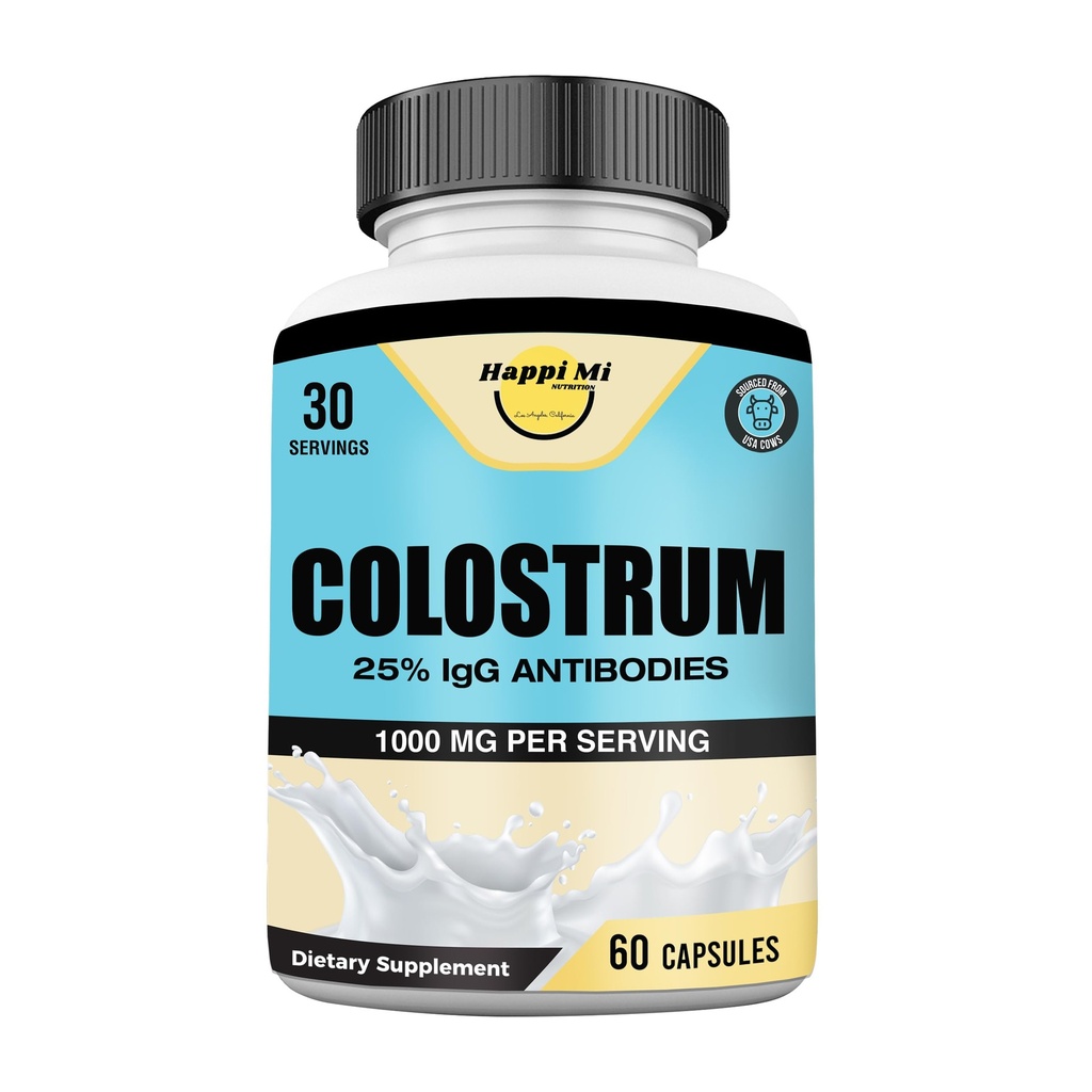 Colostrum Kapseln 1000mg pro Servierung - US Sourced, 25% Immunglobulin für Immununterstützung & Gut Gesundheit, 60 Kapseln, 30 Servierungen