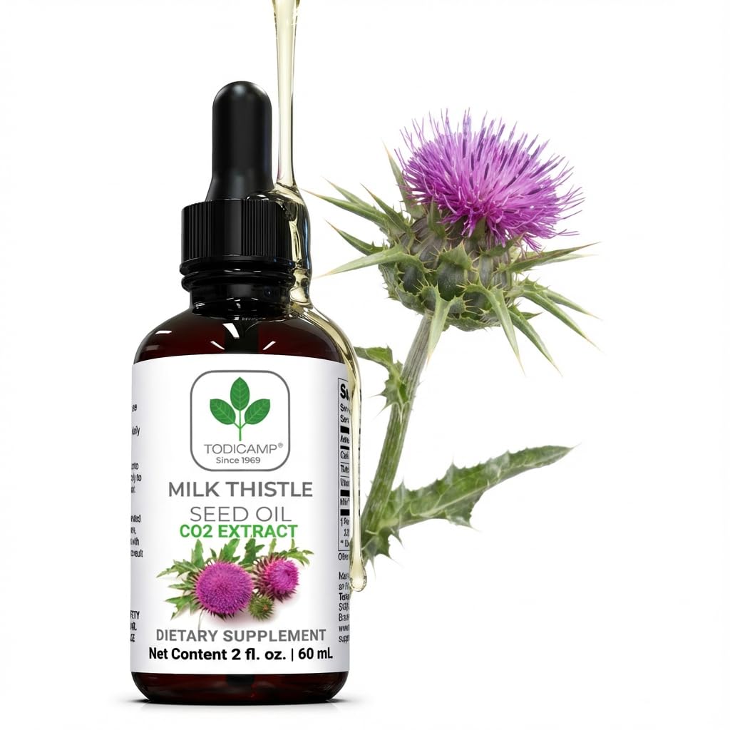 Milk Thistle Seed Oil Extract 2 fl oz - CO2 Liquid Milk Thistle Extract - Reich an Silymarin, VIT E, Zink, Omegas, Tocopherolen - Süßer und angenehmer Geschmack