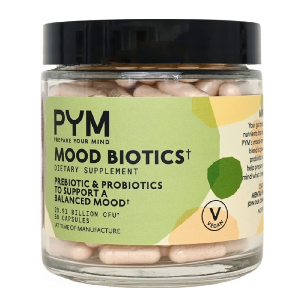 Präbiotika und Probiotika Mood Biotics von PYM mit 22.91 Billion CFU (60 Count) Gut Health & Mood Support Supplement | Non-GMO, Vegan, Glutenfrei