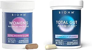 BIOHM Total Probiotic and Gut-Brain Connection Bundle, 30 Billion CFU Daily Probiotic with Good Bacteria, Fungi, Support Memory, Konzentration, Fokus und Balanced Gut, 30 Portionen