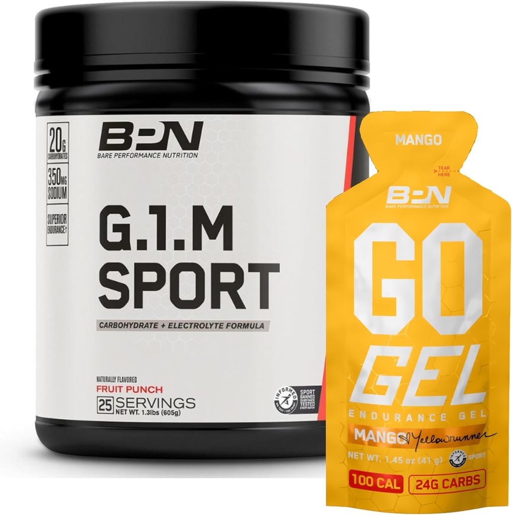 BARE PERFORMANCE NUTRITION BPN G.1.M Sport Endurance Training Fuel & Go Gel Endurance Gel Mango Bundle