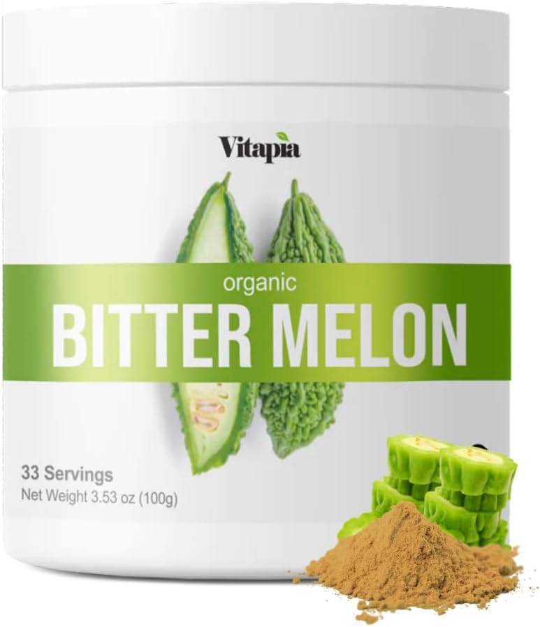 Vitapia Organic Bitter Melon Frucht 10:1 Extrakt für starke Verdauung, Gut Gesundheit, Leberfunktion, Herzgesundheit Unterstützung - 100g Pulver Supplement & 33 Tage Versorgung - Non-GMO, Glutenfrei, Vegan-Friendly