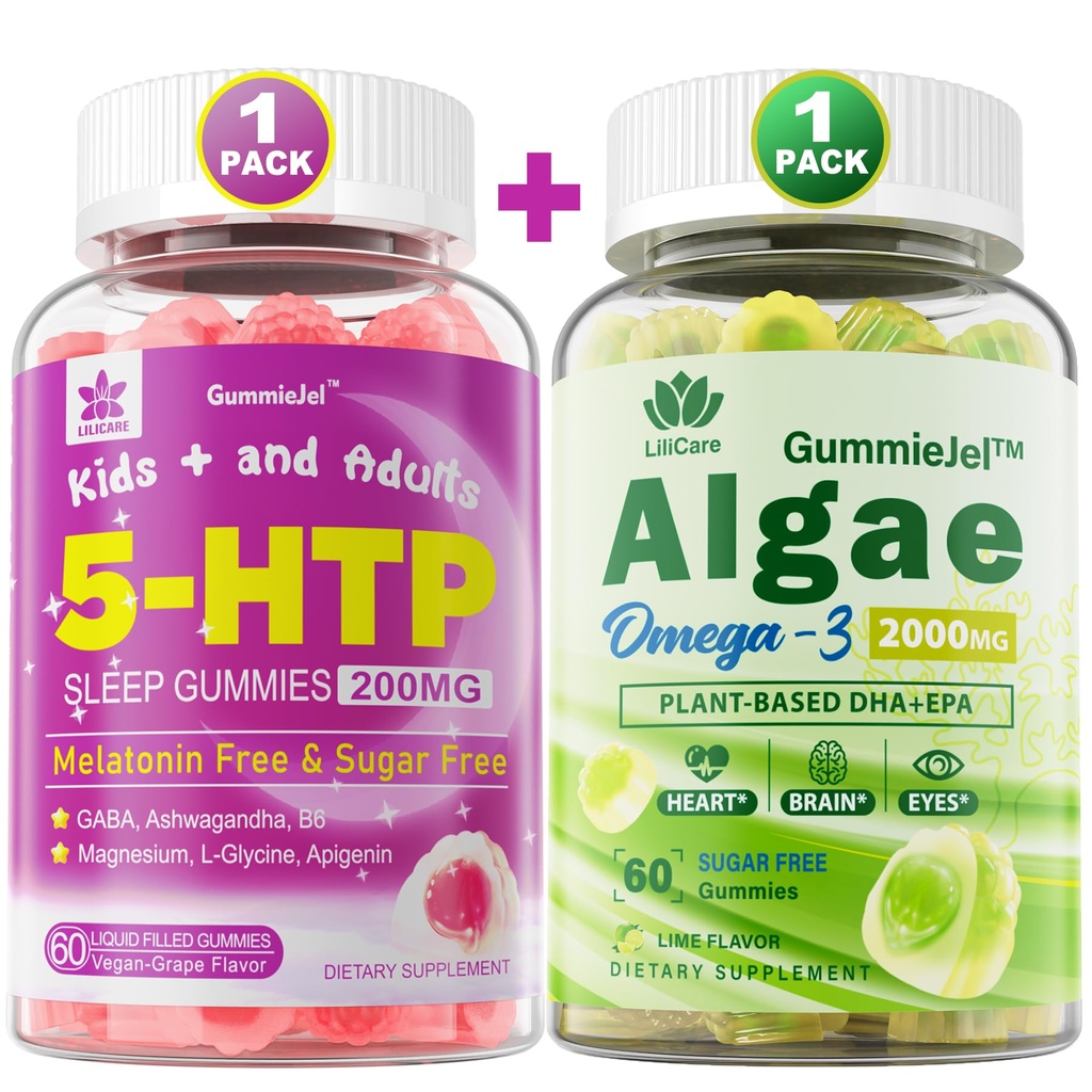 LILICARE Vegan Omega 3 Gummis & 5HTP Gummis