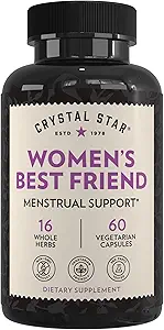 Crystal Star Women's Best Friend (60 Capsules) - Herbal Menstrual Relief Supplement for Help with Cramps & Bloating – Dong Quai, Cramp Bark, Hawthorne & Red Raspberry – Non-GMO