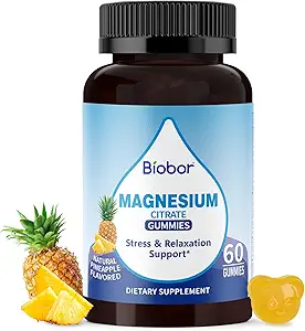 Kalium-Magnesium-Gummi-Gummi, Magnesium-Zitrat und Kalium-Zitrat-Ergänzungen mit Vitamin D3, B6 für Elektrolyt-Balance, Muskel, Leg Cramps, GMO freie Glutenfrei (Pineapple,60 Count)