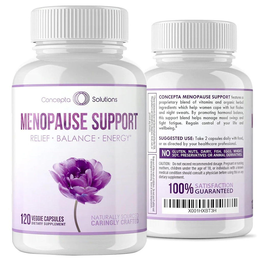 Menopause Support - Menopause Relief- und Gewichtsmanagement-Unterstützung - für Hot Flashes, Night Sweats Relief und Energie - 120 Kapseln