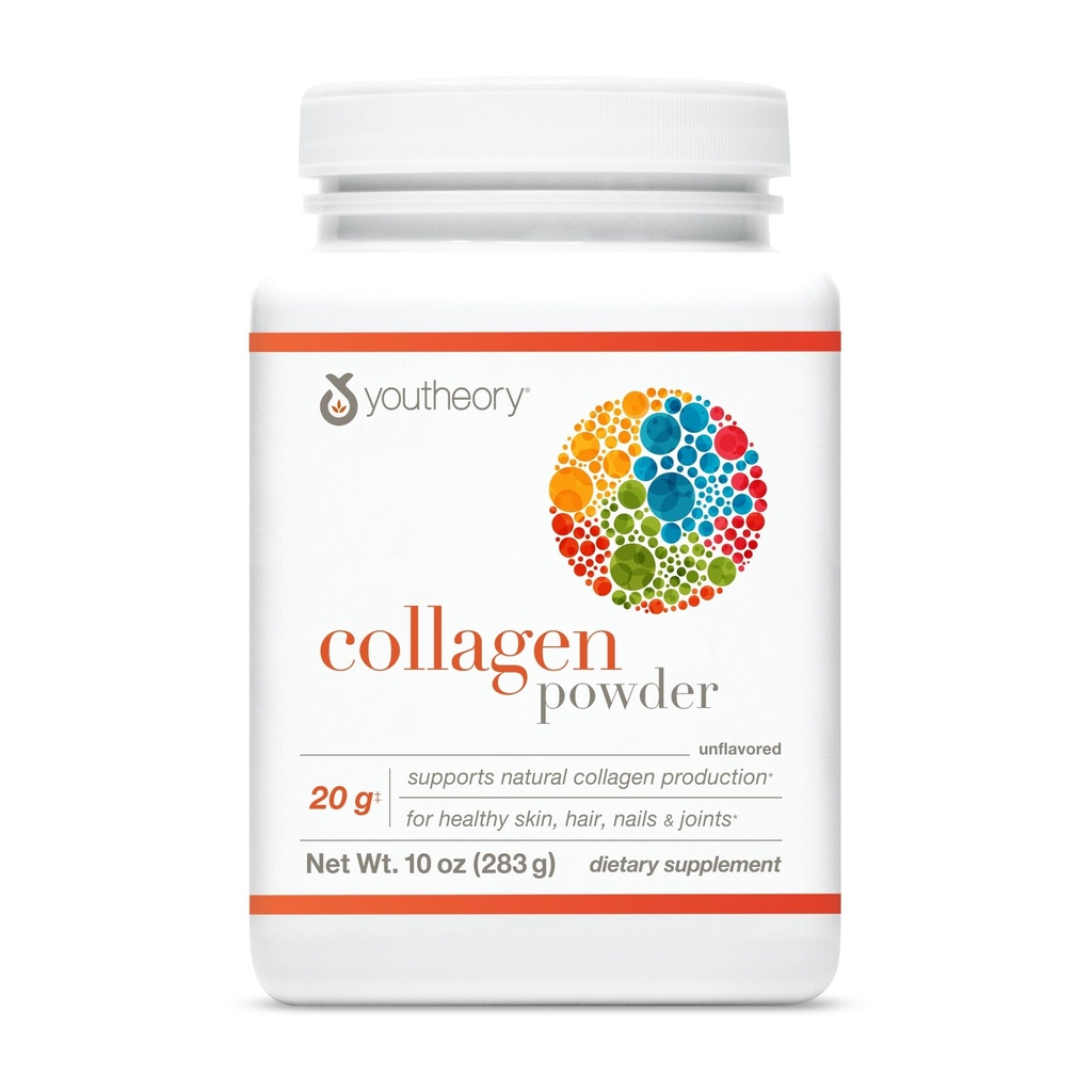 Youtheory Collagen Powder - mit Aminosäuren, Mineralstoffen, Vitamin C & B7 (Biotin) - Unterstützt gesunde Knochen, Muskeln, Haar, Nägel, Haut & Gelenke* - Hydrolysiert - Unflavored - 10 Unze (10 Servierungen)
