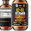 Vitamin D3 K2 Tropfen – Flüssige Vitamine für Frauen, Männer & Teen - Knochenstärke-Ergänzungen - D3 K2 Mt Vitamine für Immununterstützung & Herzgesundheit - Vitamin D3 10000 Iu Liquid K2 Tropfen – 2 Unzen