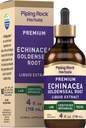 Piping Rock Echinacea Goldenseal Tincture | 4 Fl Oz Flüssigkeitstropfen | Alkoholfreie Kräuterextrakt | Vegetarisch, Non-GMO, Glutenfreie Ergänzung