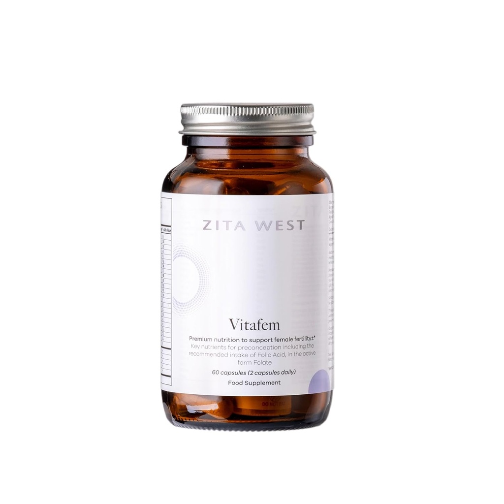 Zita West Vitafem Premium Fruchtbarkeitsergänzung für Frauen - Pränatale Vitamine mit Folat für Preconception Support - 60 Kapseln (1 Monat Versorgung)