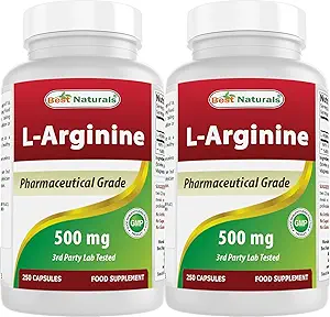 Best Naturals L-Arginine 500mg 250 Kapseln (250 Zähler (Pack von 2))