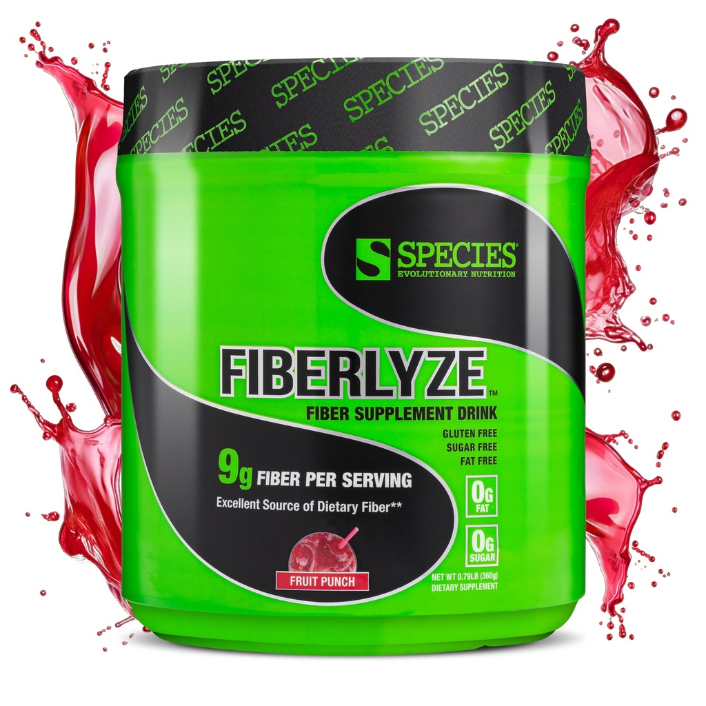 Spezies Nutrition Fiberlyze Fiber Supplement, Psyllium basiertes lösliches & unlösliches Faserpulver für gesunde Colon, Verdauungsfunktionen (Fruit Punch, 30 Servierungen)