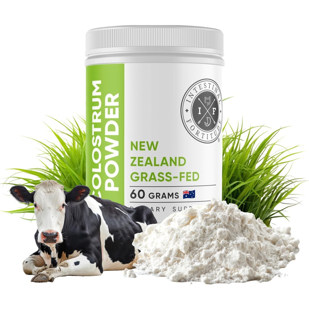 Intestinal Fortitude 100% Gras Fed Neuseeland Cows Colostrum Powder, Grassfed, Hormon Free, GMO Free, Optimal Gut Gesundheit und Immunsystem Unterstützung, Leaky Gut, IBD, 60 Gramm