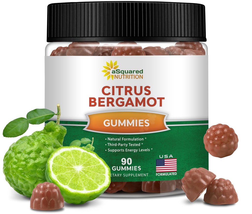 aSquared Nutrition Citrus Bergamotte Gummi - Citrus Bergamotte Extrakt Ergänzung 500mg pro Servieren - reine Gummy Alternative zu Kapseln & Pillen